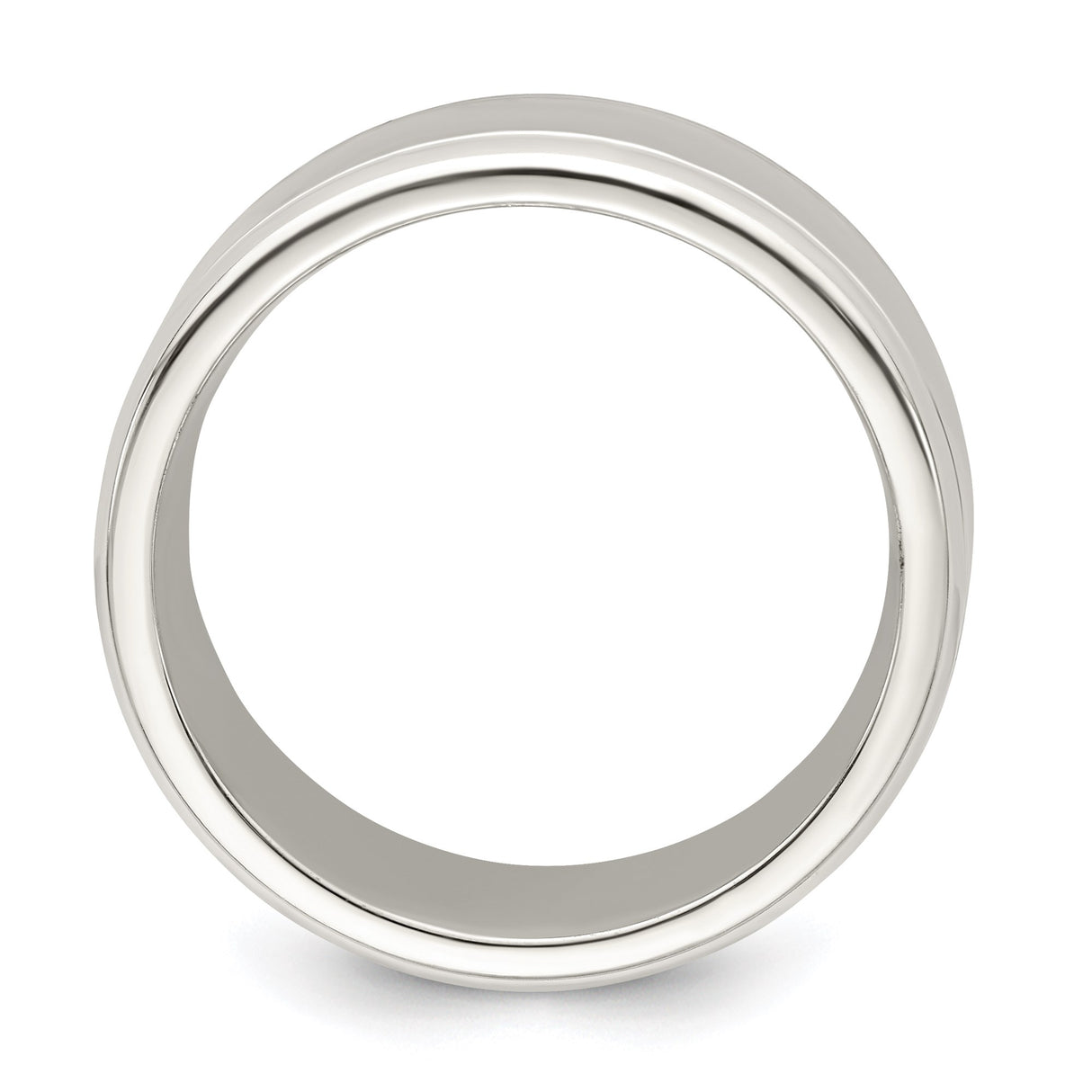 Sterling Silver Beveled Edge, Flat wedding band ring alternate angle