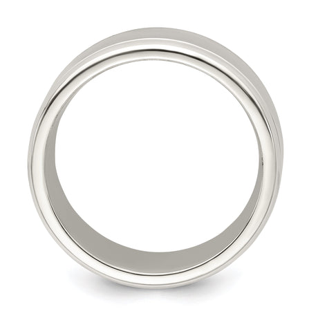 Sterling Silver Beveled Edge, Flat wedding band ring alternate angle