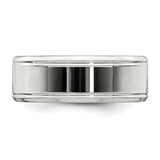 Sterling Silver Beveled Edge, Flat wedding band ring detail view