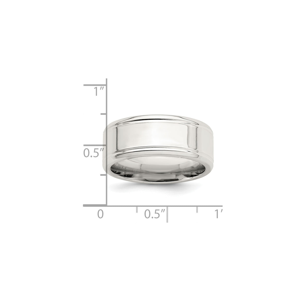 Sterling Silver Beveled Edge, Flat wedding band ring shown for scale