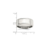 Sterling Silver Beveled Edge, Flat wedding band ring shown for scale