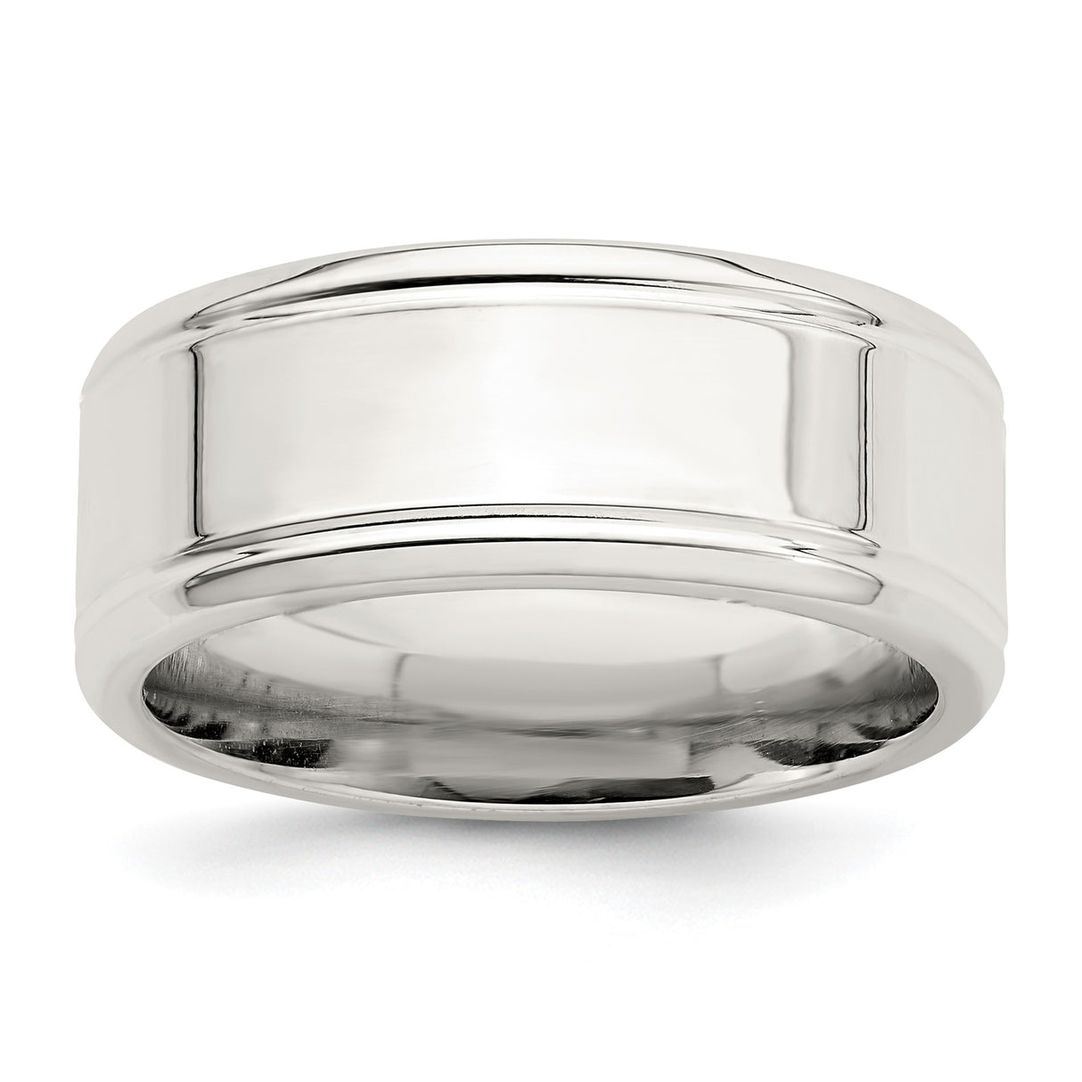 Sterling Silver Beveled Edge, Flat wedding band ring