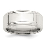 Sterling Silver Beveled Edge, Flat wedding band ring