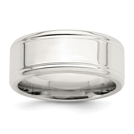 Sterling Silver Beveled Edge, Flat wedding band ring