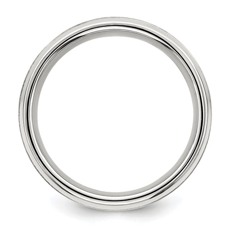 Sterling Silver Beveled Edge, Brushed wedding band ring alternate angle