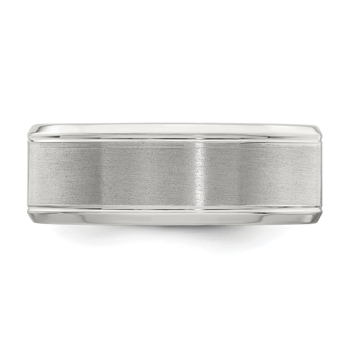 Sterling Silver Beveled Edge, Brushed wedding band ring detail view