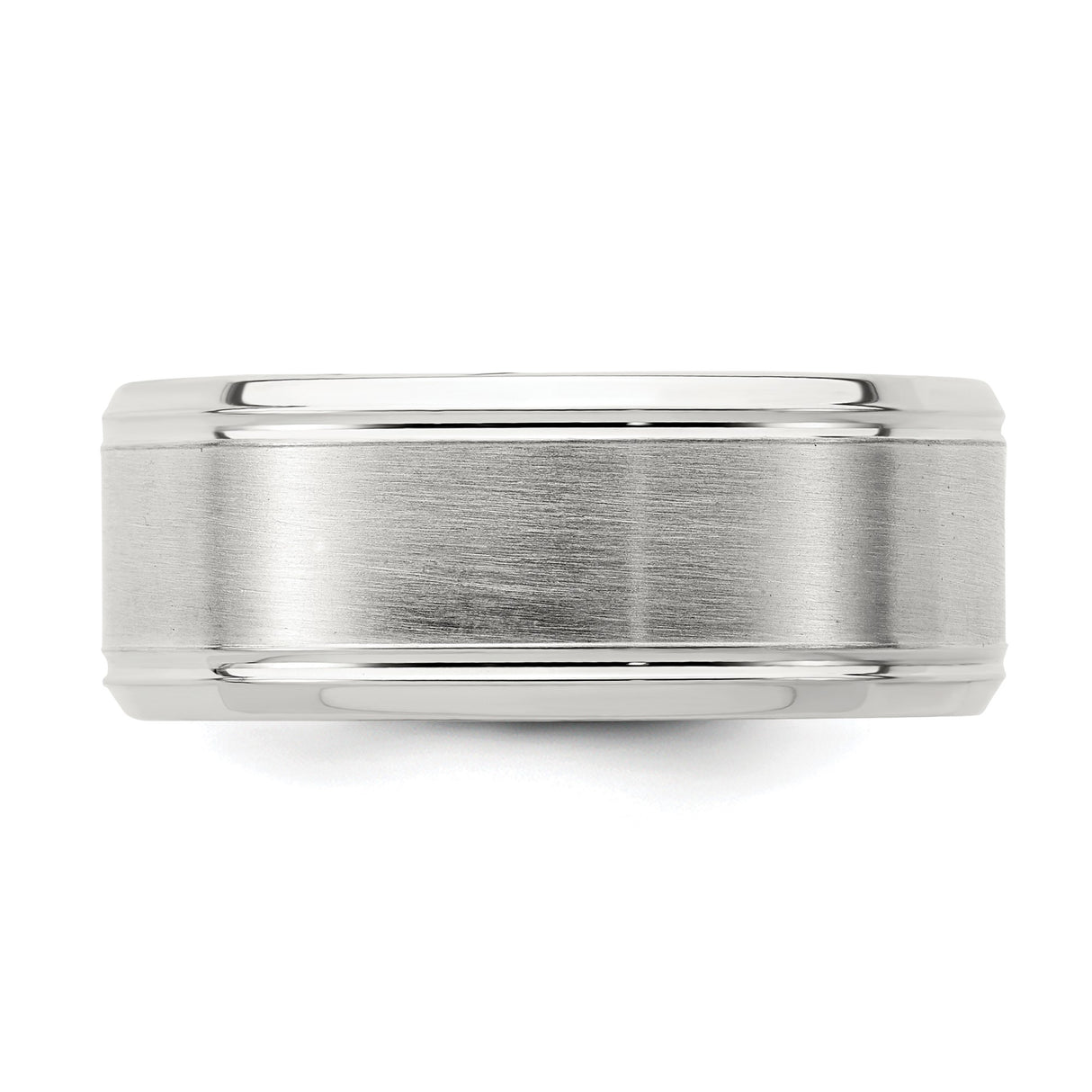 Sterling Silver Beveled Edge, Brushed wedding band ring detail view