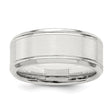 Sterling Silver Beveled Edge, Brushed wedding band ring