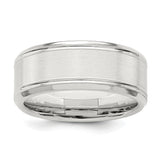 Sterling Silver Beveled Edge, Brushed wedding band ring