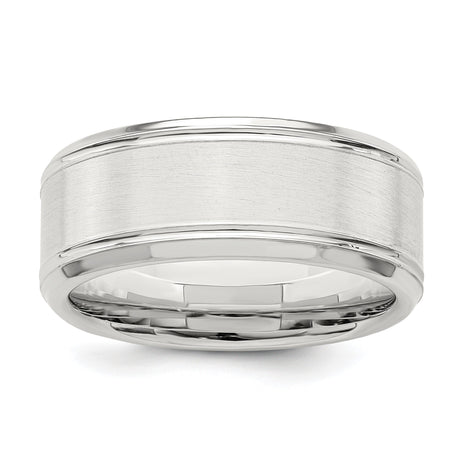 Sterling Silver Beveled Edge, Brushed wedding band ring