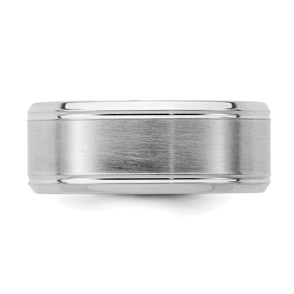 Sterling Silver Beveled Edge, Brushed wedding band ring detail view