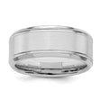 Sterling Silver Beveled Edge, Brushed wedding band ring