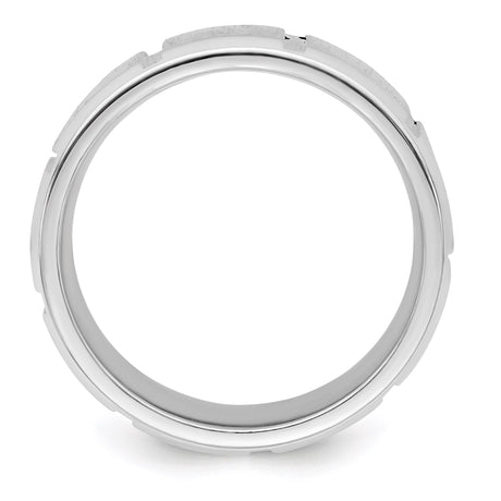 Sterling Silver Beveled Edge, Flat wedding band ring alternate angle