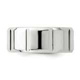 Sterling Silver Beveled Edge, Flat wedding band ring detail view