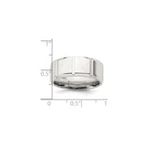 Sterling Silver Beveled Edge, Flat wedding band ring shown for scale
