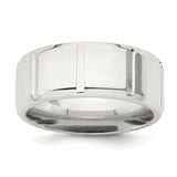 Sterling Silver Beveled Edge, Flat wedding band ring