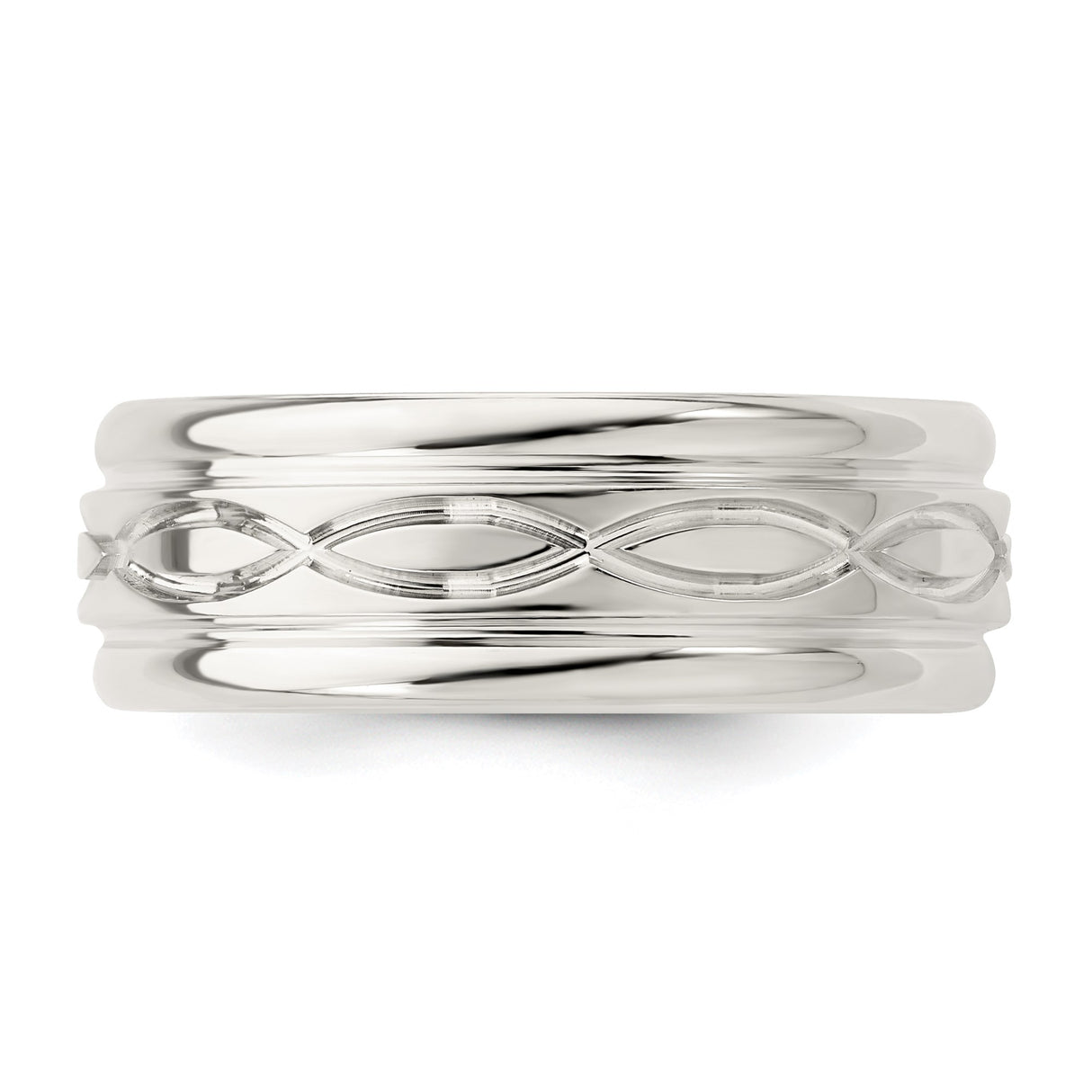 Sterling Silver wedding band ring detail view