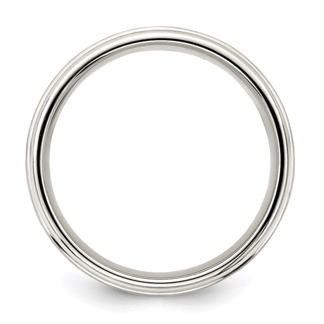 Sterling Silver Beveled Edge, Brushed wedding band ring alternate angle
