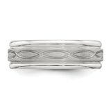 Sterling Silver Beveled Edge, Brushed wedding band ring detail view