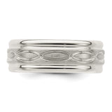 Sterling Silver Beveled Edge, Brushed wedding band ring detail view