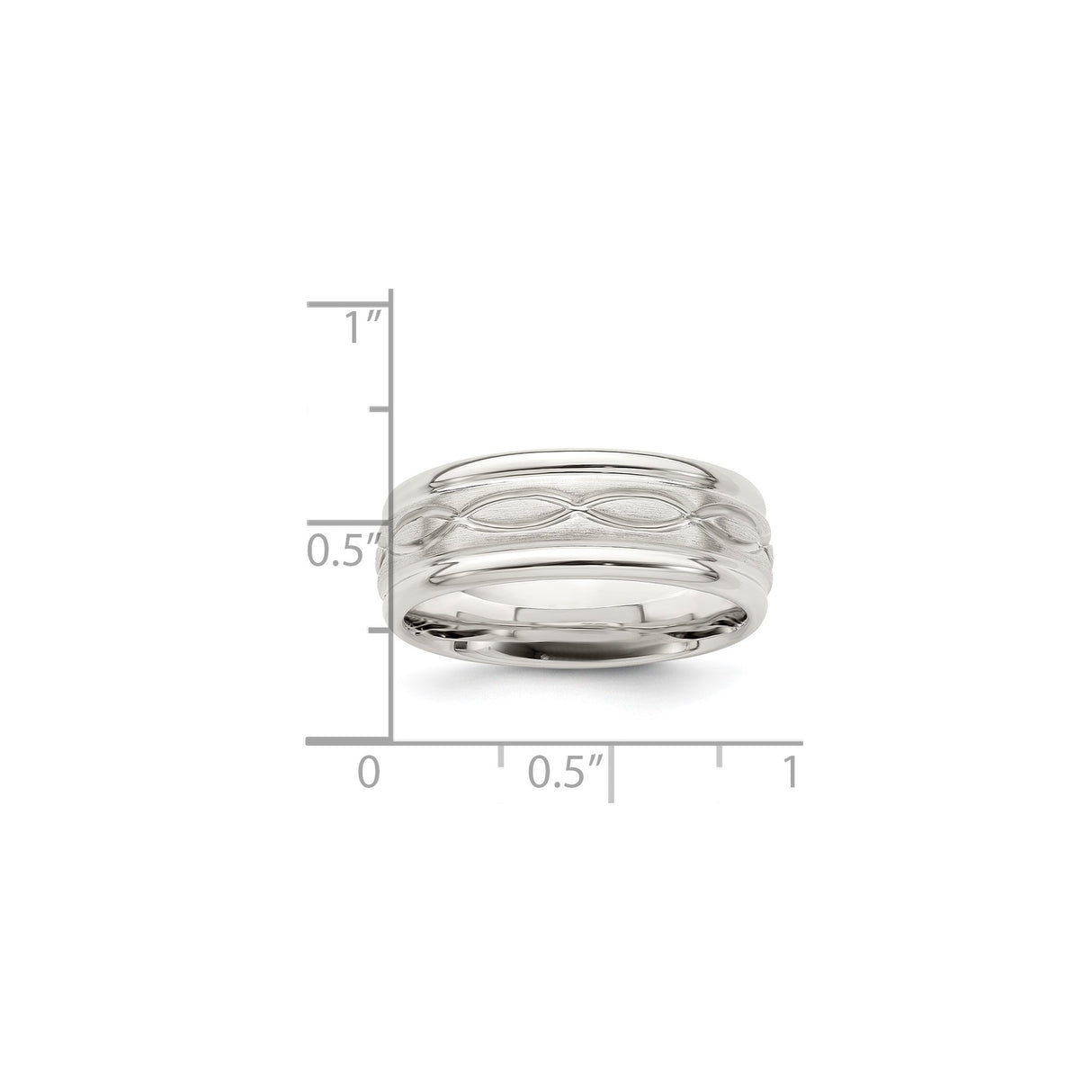 Sterling Silver Beveled Edge, Brushed wedding band ring shown for scale
