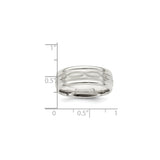 Sterling Silver Beveled Edge, Brushed wedding band ring shown for scale