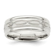 Sterling Silver Beveled Edge, Brushed wedding band ring