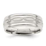 Sterling Silver Beveled Edge, Brushed wedding band ring