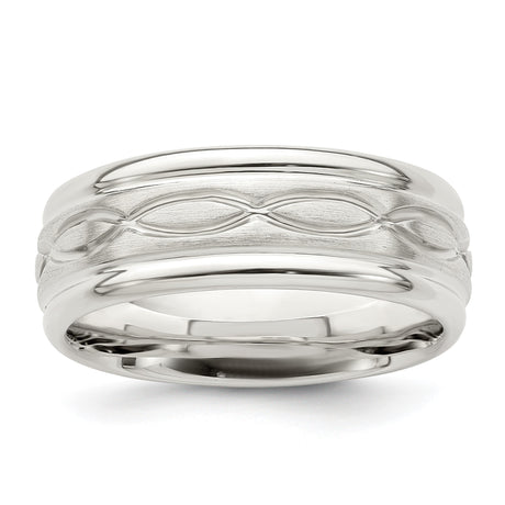 Sterling Silver Beveled Edge, Brushed wedding band ring