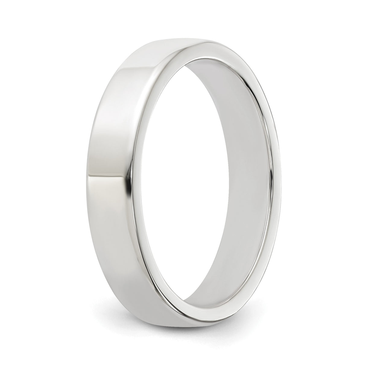 Sterling Silver Flat, Lightweight wedding band ring detail view