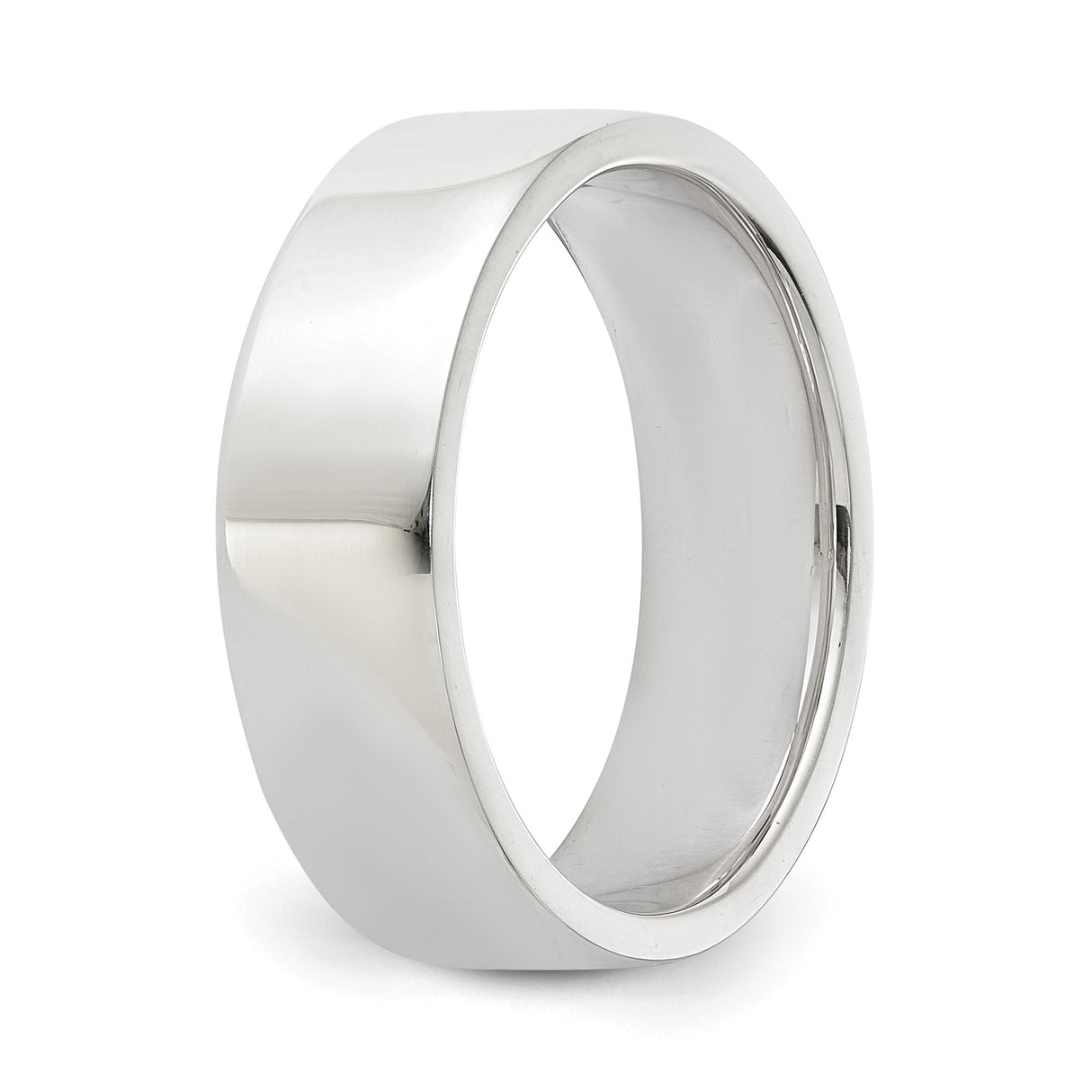Sterling Silver Flat, Lightweight wedding band ring detail view