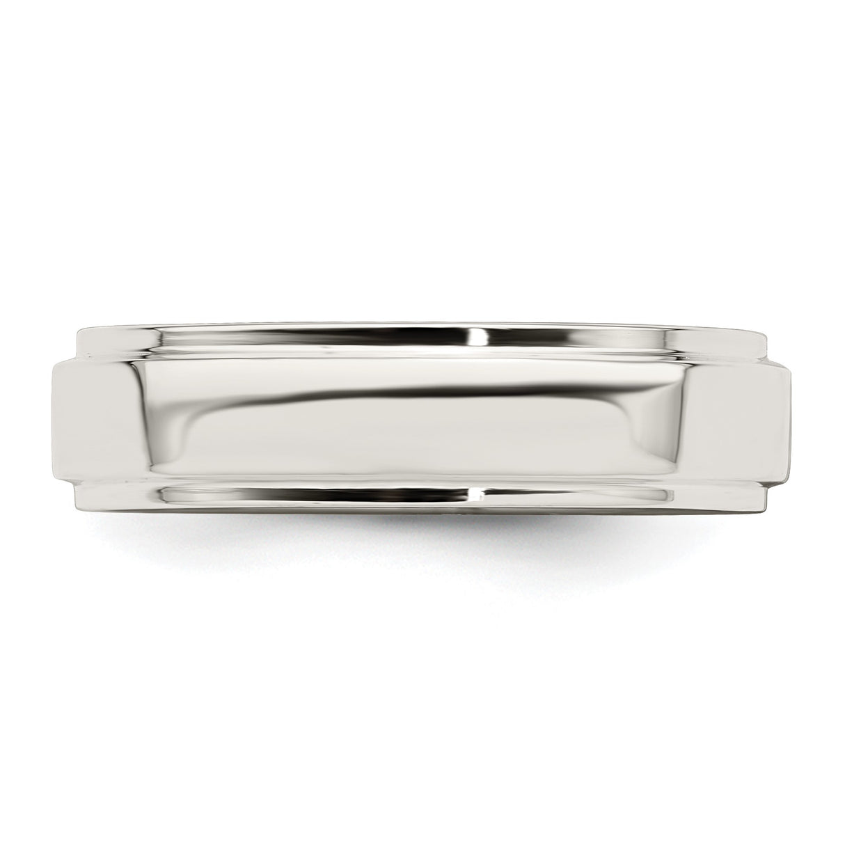 Sterling Silver Flat wedding band ring detail view