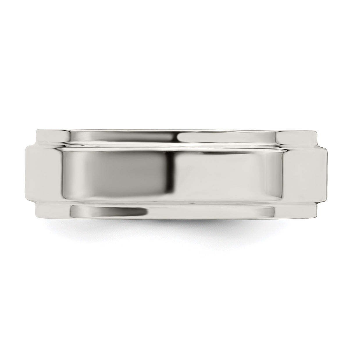 Sterling Silver Flat wedding band ring detail view