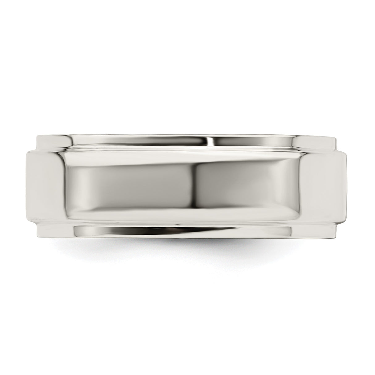 Sterling Silver Flat wedding band ring detail view