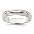 Sterling Silver Milgrain, Domed wedding band ring