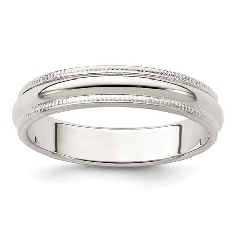 Sterling Silver Milgrain, Domed wedding band ring