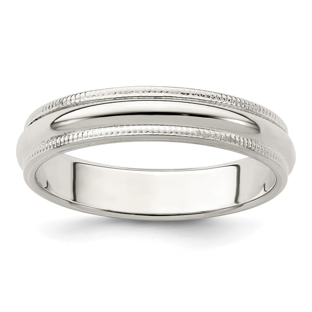 Sterling Silver Milgrain, Domed wedding band ring