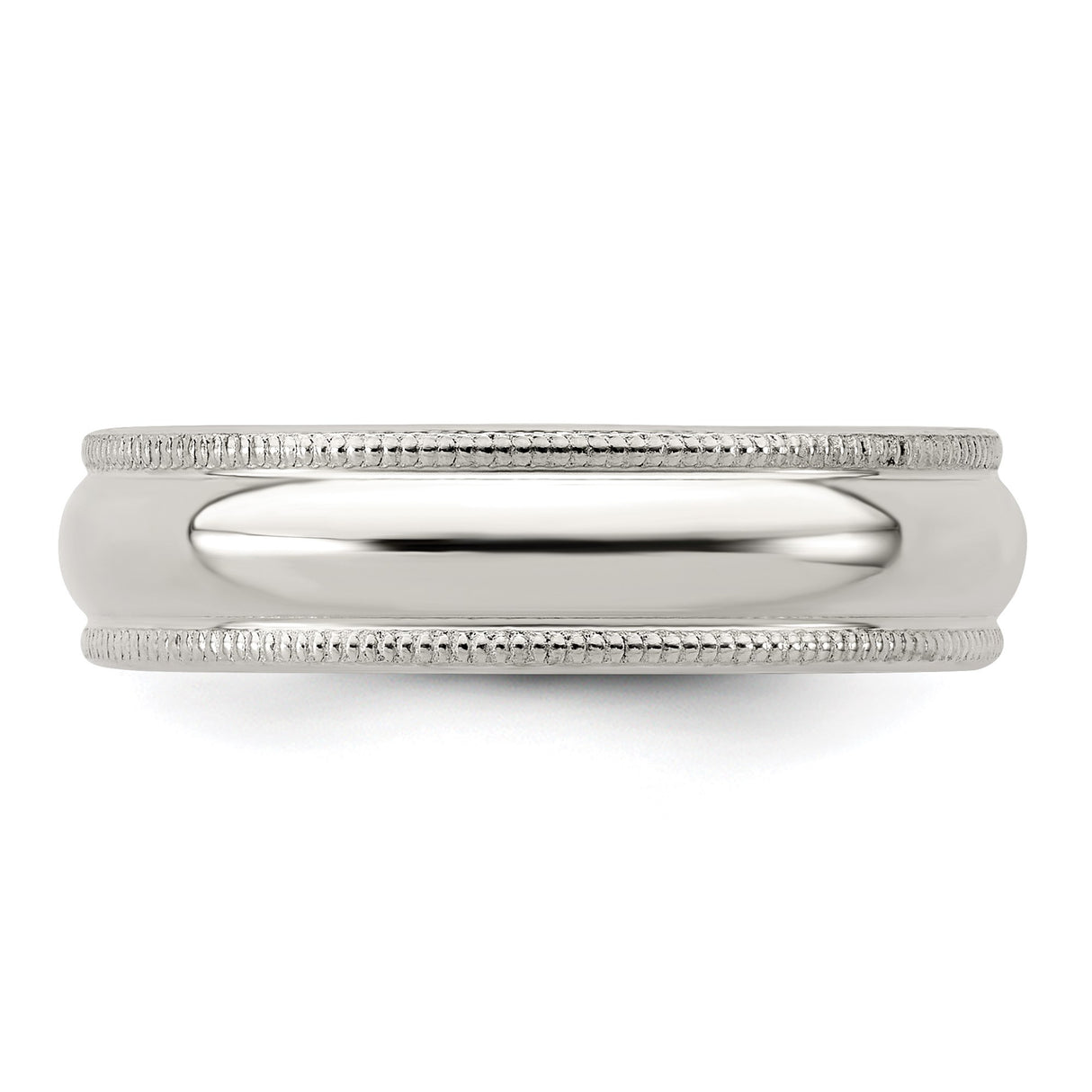 Sterling Silver Milgrain, Domed wedding band ring detail view