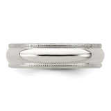 Sterling Silver Milgrain, Domed wedding band ring detail view