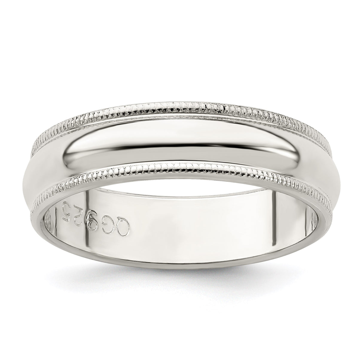 Sterling Silver Milgrain, Domed wedding band ring