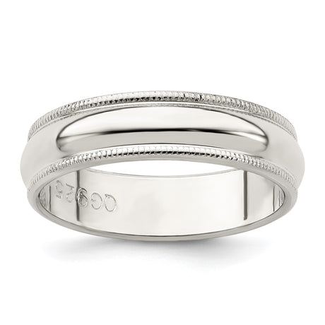 Sterling Silver Milgrain, Domed wedding band ring