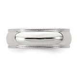 Sterling Silver Milgrain, Domed wedding band ring detail view