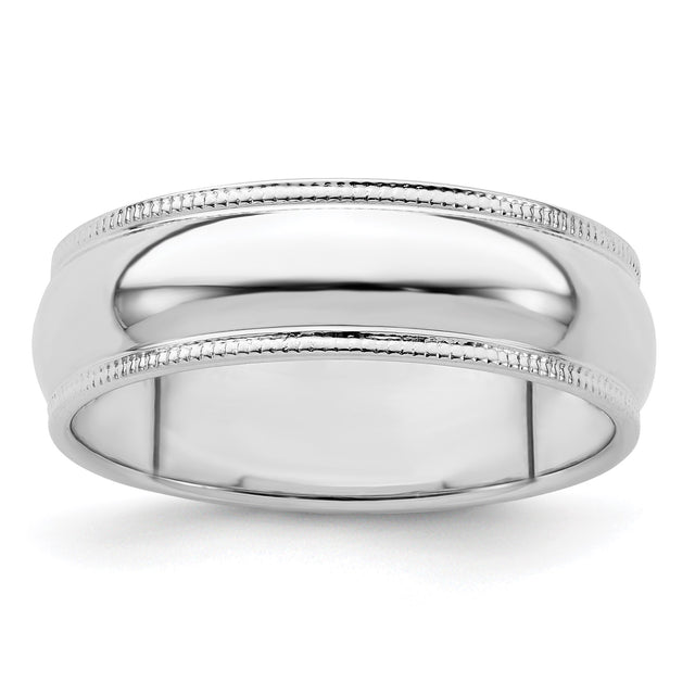 Sterling Silver Milgrain, Domed wedding band ring