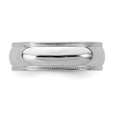 Sterling Silver Milgrain, Domed wedding band ring detail view