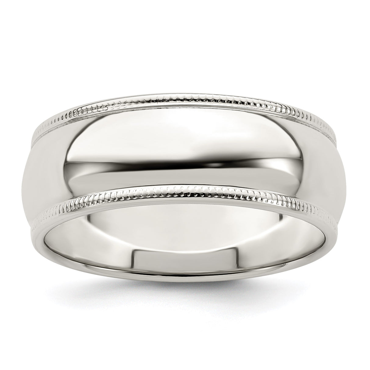 Sterling Silver Milgrain, Domed wedding band ring