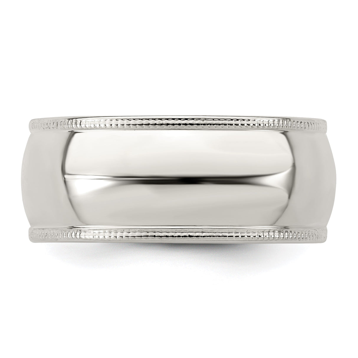 Sterling Silver Milgrain, Domed wedding band ring detail view
