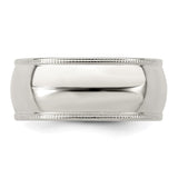 Sterling Silver Milgrain, Domed wedding band ring detail view