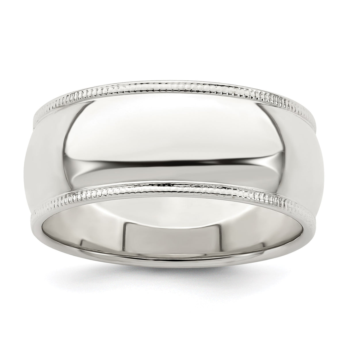 Sterling Silver Milgrain, Domed wedding band ring