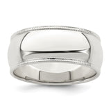 Sterling Silver Milgrain, Domed wedding band ring