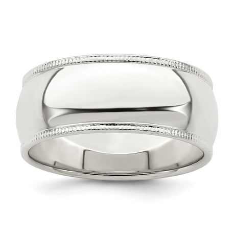 Sterling Silver Milgrain, Domed wedding band ring